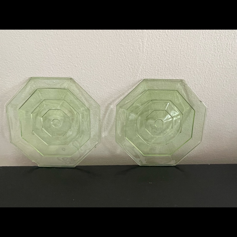 Set of two vintage Georgian glass saucer plates